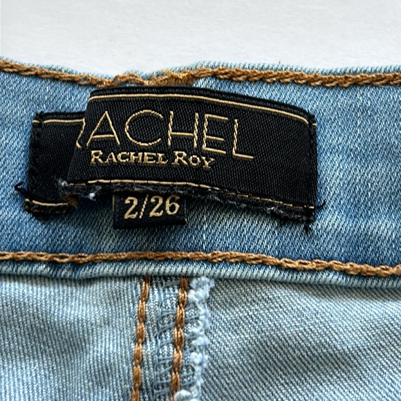 Rachel Roy Denim Shorts Women’s Size 2 Blue Stretch Ripped - Picture 6 of 7